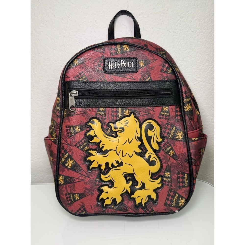 Harry Potter Loungefly Gold Gryffindor Lion Red Black Flag Mini Backpack Cute